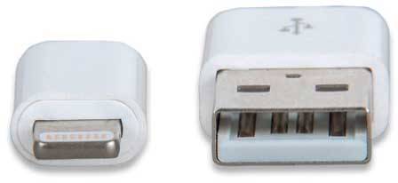 Manhattan iPod/iPhone/iPad Ladekabel/Datenkabel [1x USB 2.0 Stecker A - 1x Apple Lightning-Stecker] 1.00m Weiß