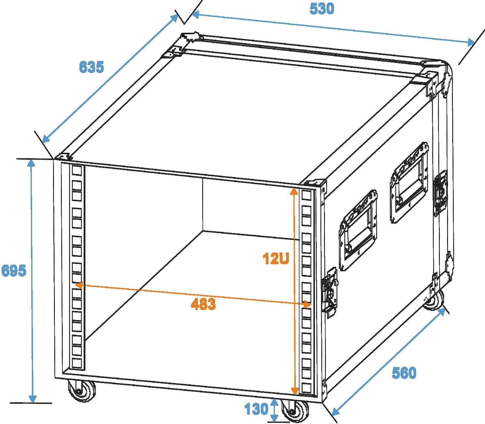 Roadinger Profi KM 19 Zoll Rack 16 HE Holz inkl. Griff, inkl. Rollen