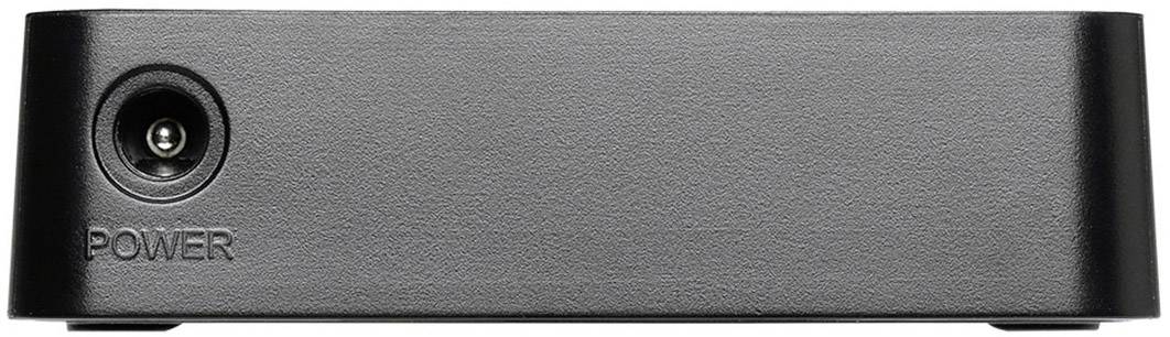 Schwarzer Adapter mit einer Stromanschlussbuchse und dem Wort 'POWER' auf der Vorderseite.