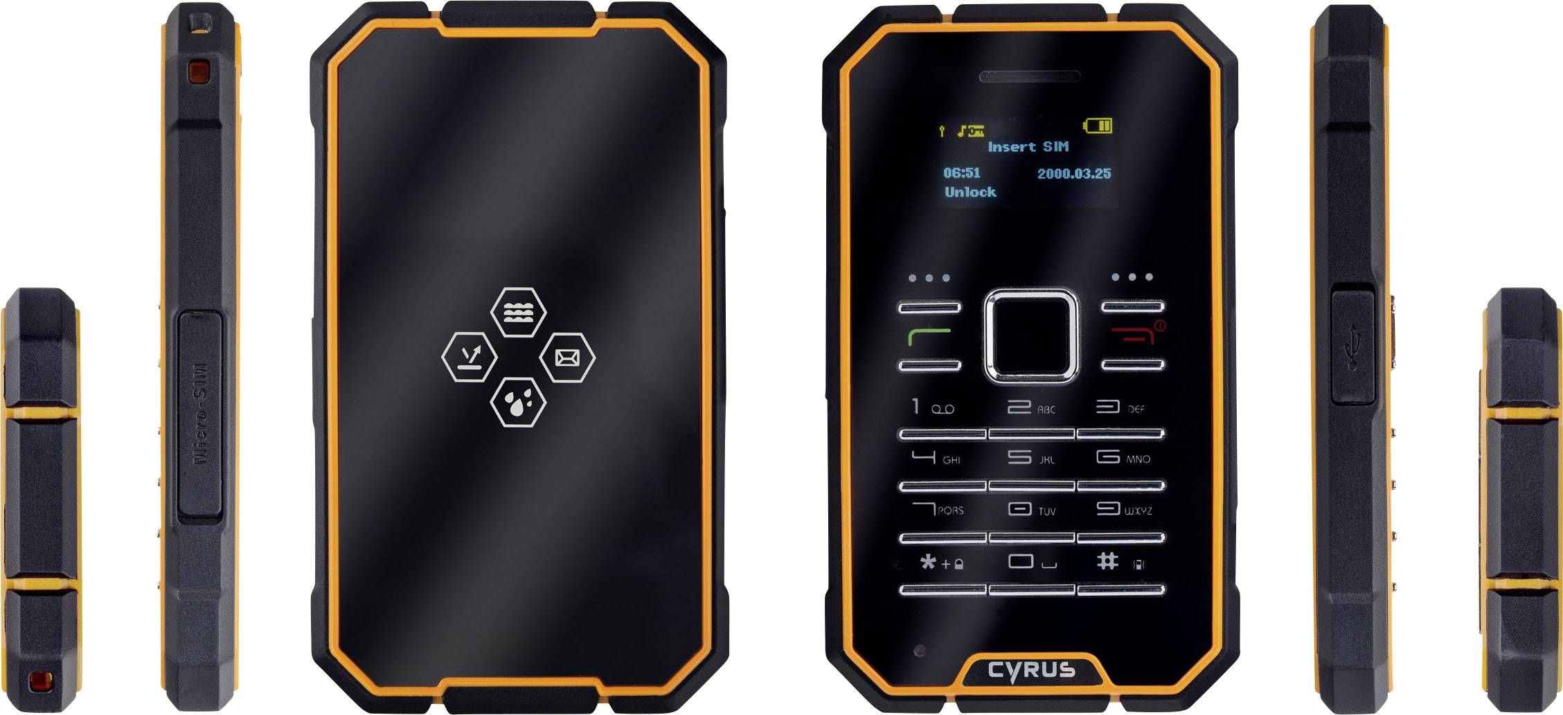 Cyrus CM1 Outdoor-Handy Schwarz, Gelb IP-67 Zertifizierung