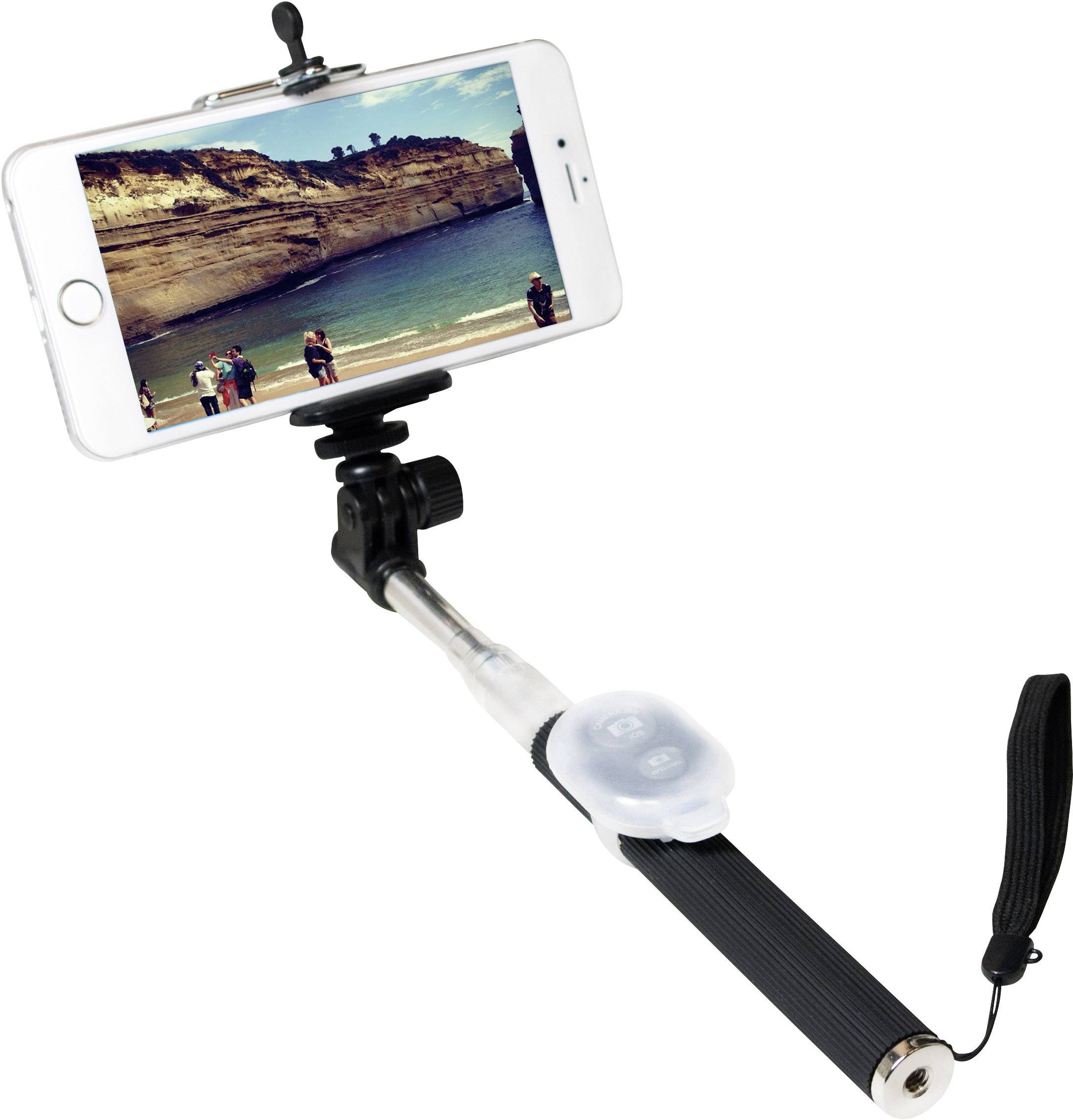 LogiLink BT0034 Selfie Stick 8.7 cm 1/4 Zoll Schwarz, Silber inkl. Handschlaufe