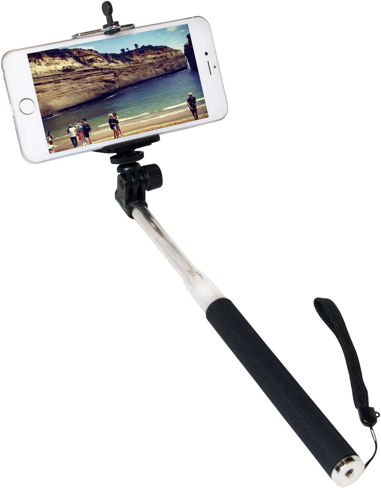 LogiLink BT0034 Selfie Stick 8.7 cm 1/4 Zoll Schwarz, Silber inkl. Handschlaufe