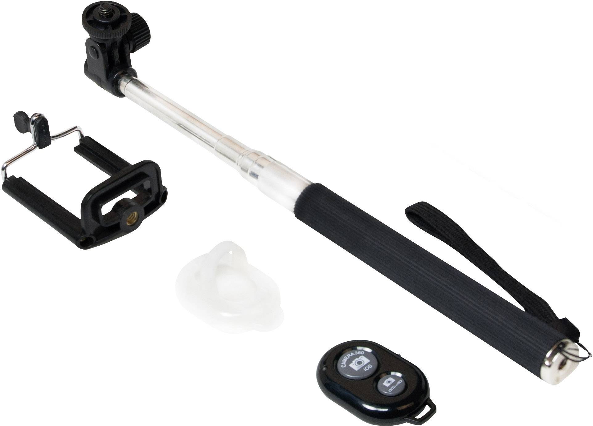 LogiLink BT0034 Selfie Stick 8.7 cm 1/4 Zoll Schwarz, Silber inkl. Handschlaufe