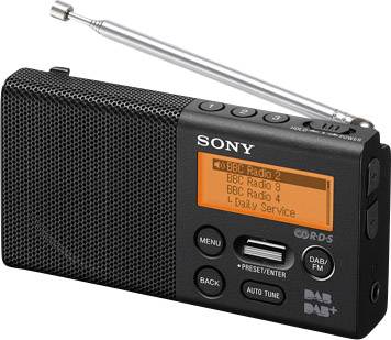 Sony XDR-P1DBP Taschenradio DAB+, UKW Akku-Ladefunktion, wiederaufladbar Schwarz