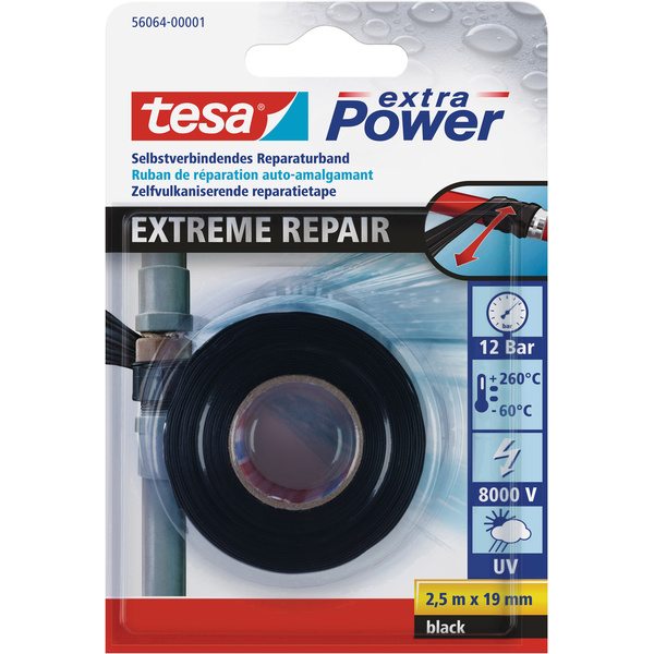 TESA EXTREME REPAIR 56064-00001-00 Reparaturband tesa® extra Power Schwarz (L x B) 2.5m x 19mm 1St.