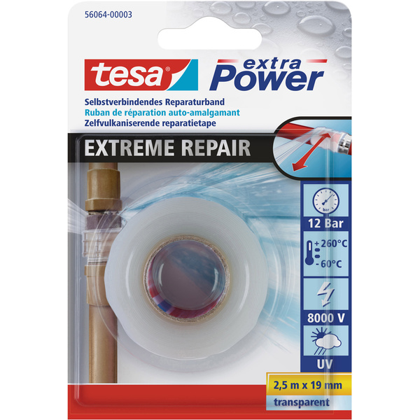 TESA EXTREME REPAIR 56064-00003-00 Reparaturband tesa® extra Power Transparent (L x B) 2.5 m x 19 m