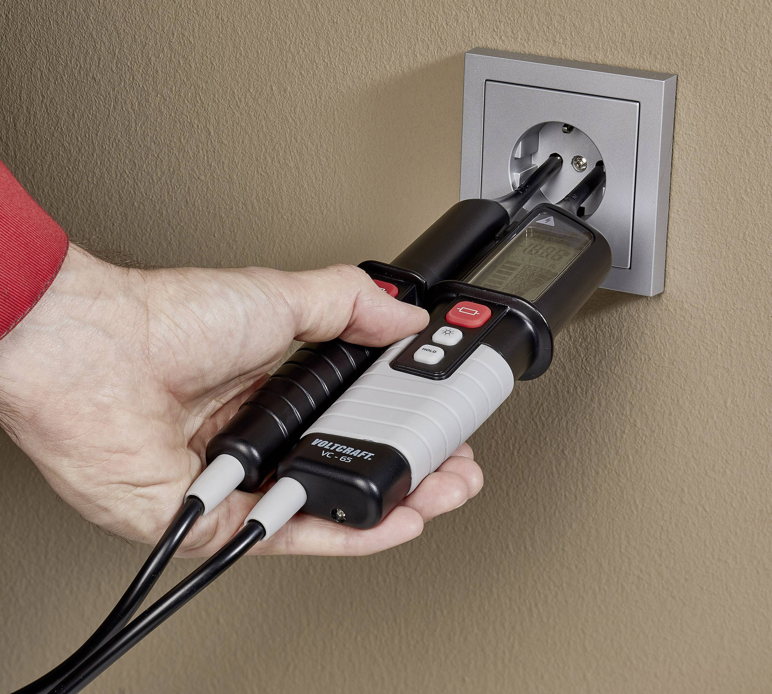 VOLTCRAFT VC 65 Zweipoliger Spannungsprüfer CAT III 1000 V, CAT IV 600V LCD, Akustik, LED