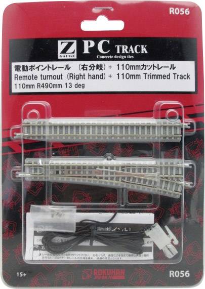 Rokuhan 7297056 Z Gleis (mit Bettung) Weiche, elektrisch, rechts 110mm 13° 490mm 1St.