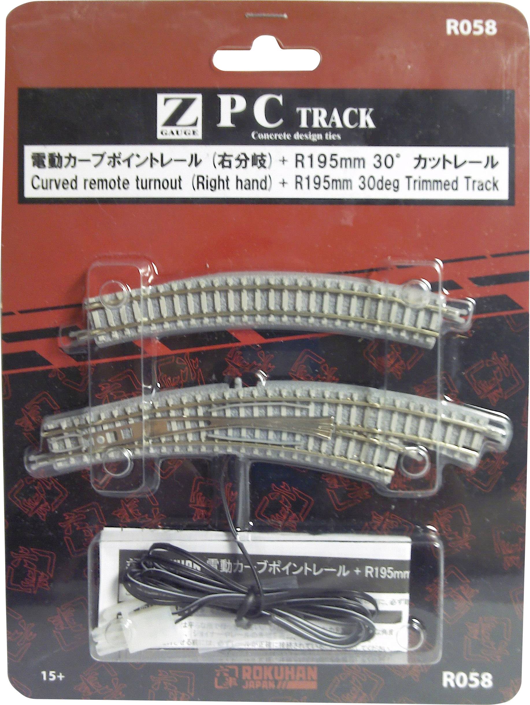 Rokuhan 7297058 Z Gleis (mit Bettung) Bogenweiche, elektrisch, rechts 30° 195 mm, 220mm 1St.