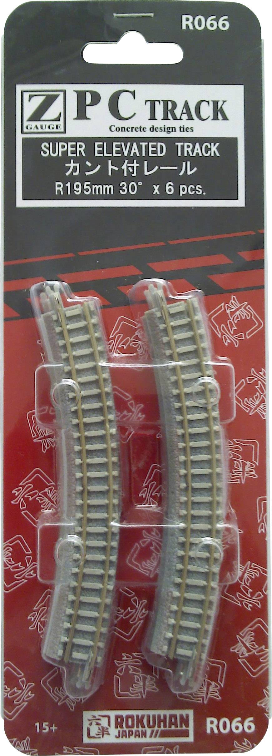 Rokuhan 7297074 Z Gleis (mit Bettung) Gebogenes Gleis, überhöht 30° 195mm 6St.