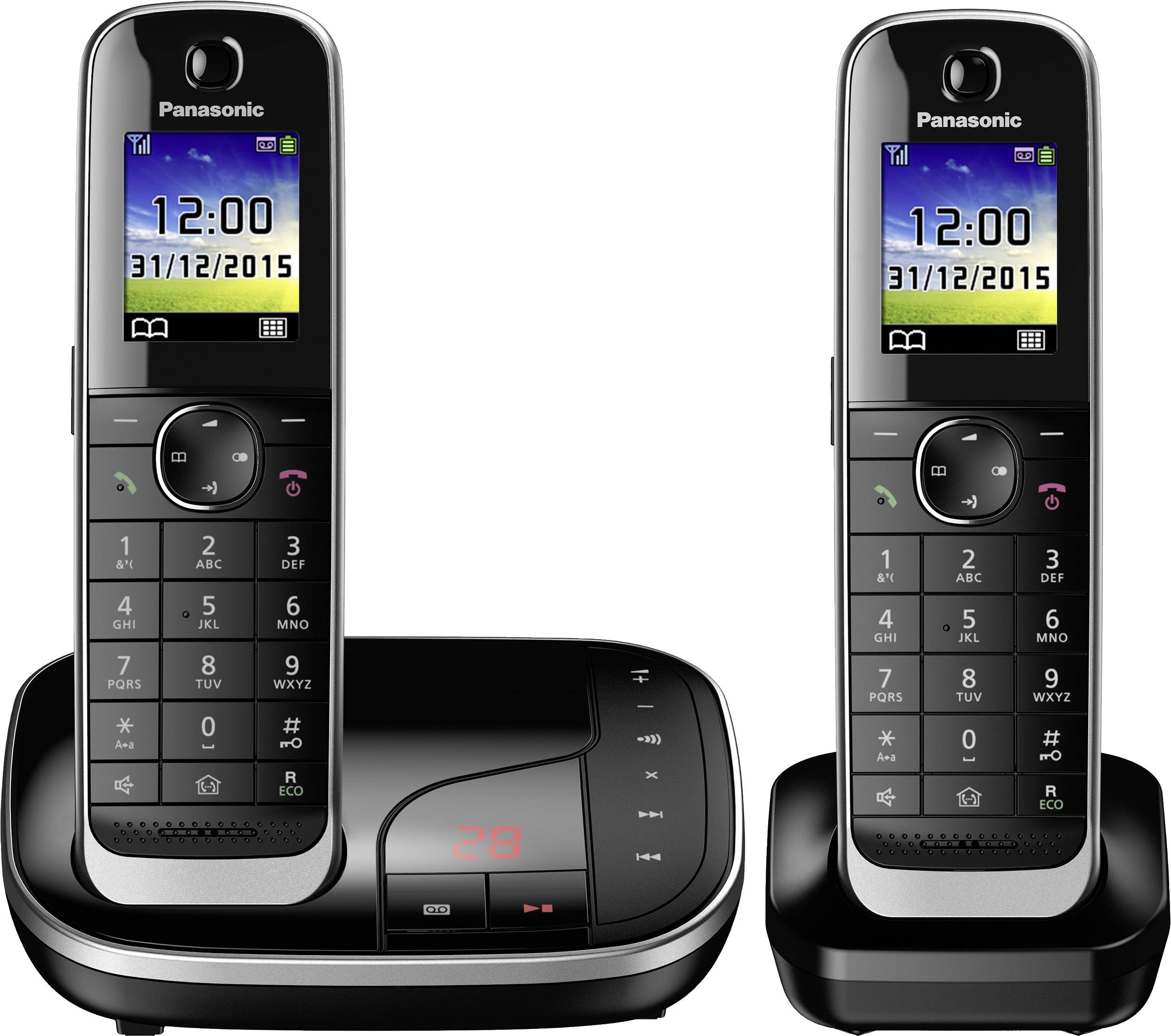 Panasonic KX-TGJ322GB Schnurloses Telefon analog Anrufbeantworter, Freisprechen, Headsetanschluss Schwarz