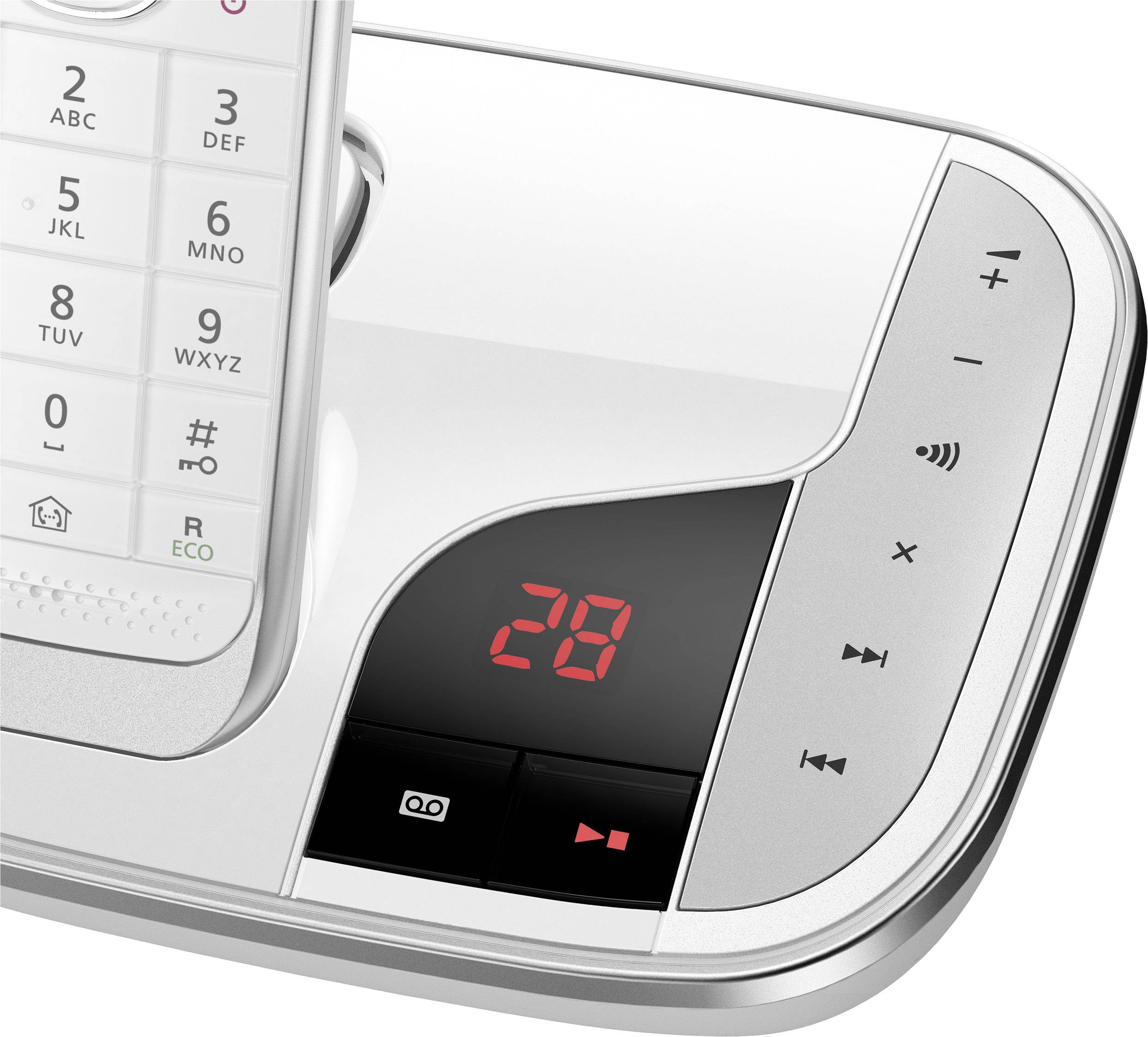 Panasonic KX-TGJ322GW Schnurloses Telefon analog Anrufbeantworter, Freisprechen, Headsetanschluss Weiß