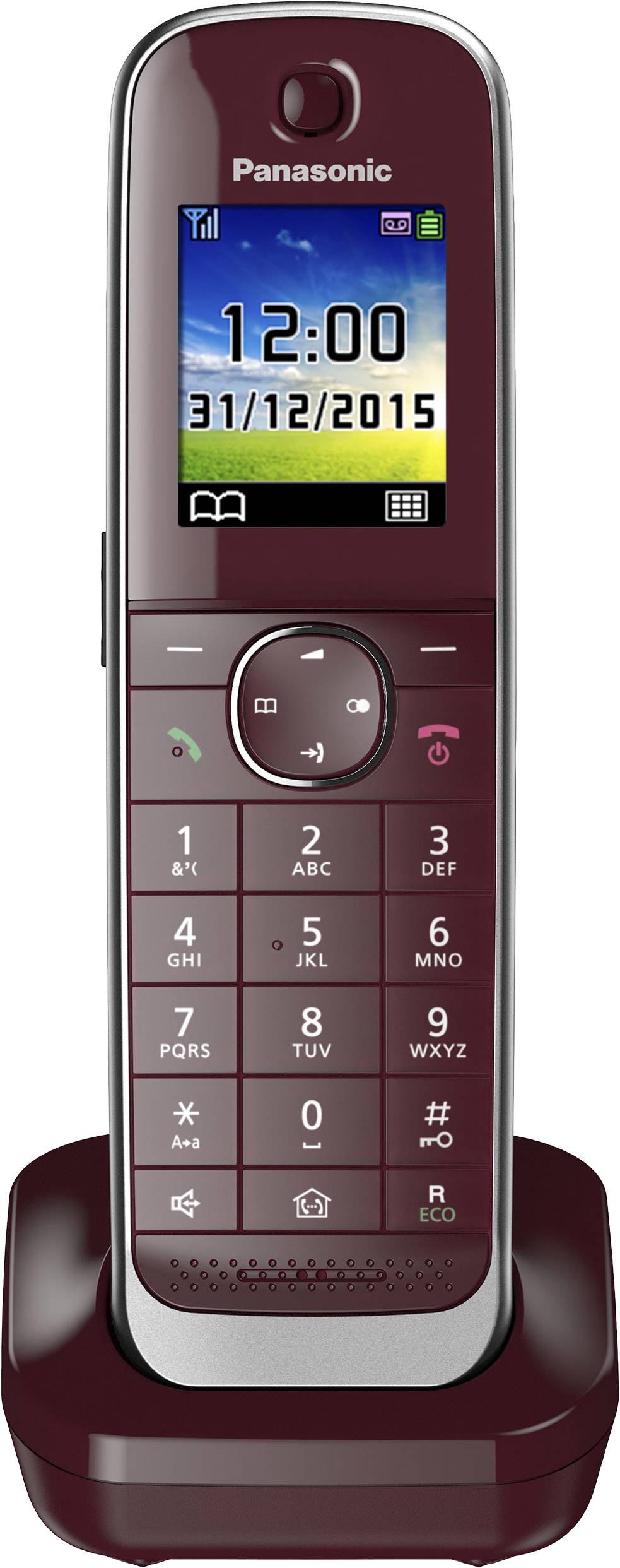 Panasonic KX-TGJ322GR Schnurloses Telefon analog Anrufbeantworter, Freisprechen, Headsetanschluss Rot