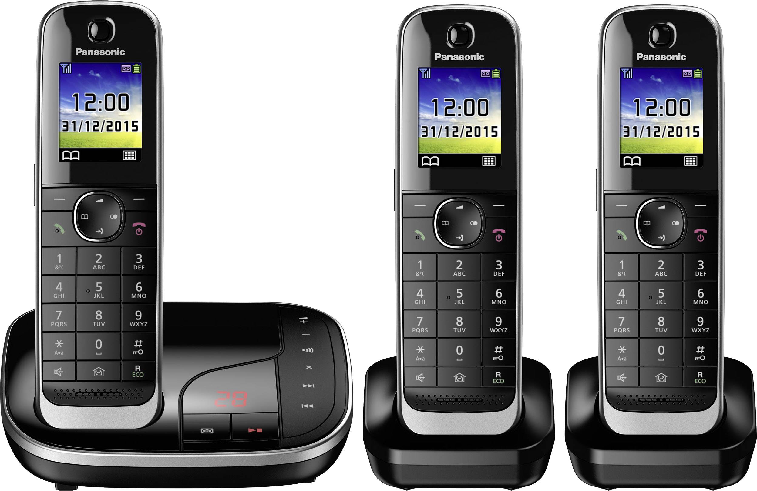 Panasonic KX-TGJ323GB Schnurloses Telefon analog Anrufbeantworter, Freisprechen, Headsetanschluss Schwarz