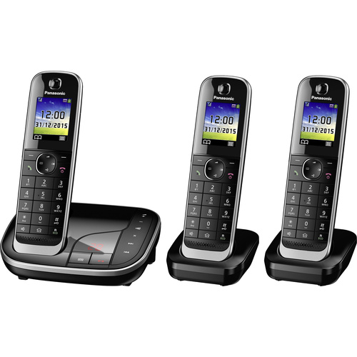 Panasonic KX-TGJ323GB Schnurloses Telefon analog Anrufbeantworter, Freisprechen, Headsetanschluss Schwarz