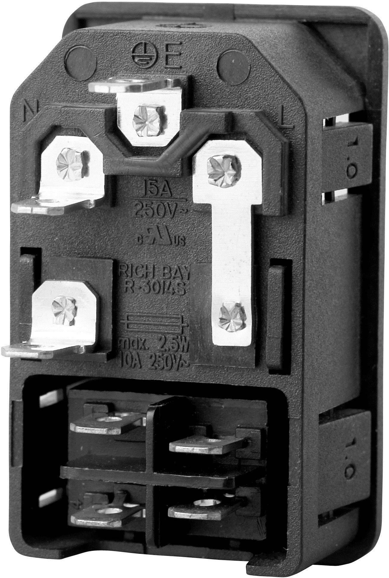 TRU Components 1378457 Kaltgeräte-Steckverbinder Stecker, Einbau vertikal Gesamtpolzahl: 2 + PE 10A Schwarz 1St.