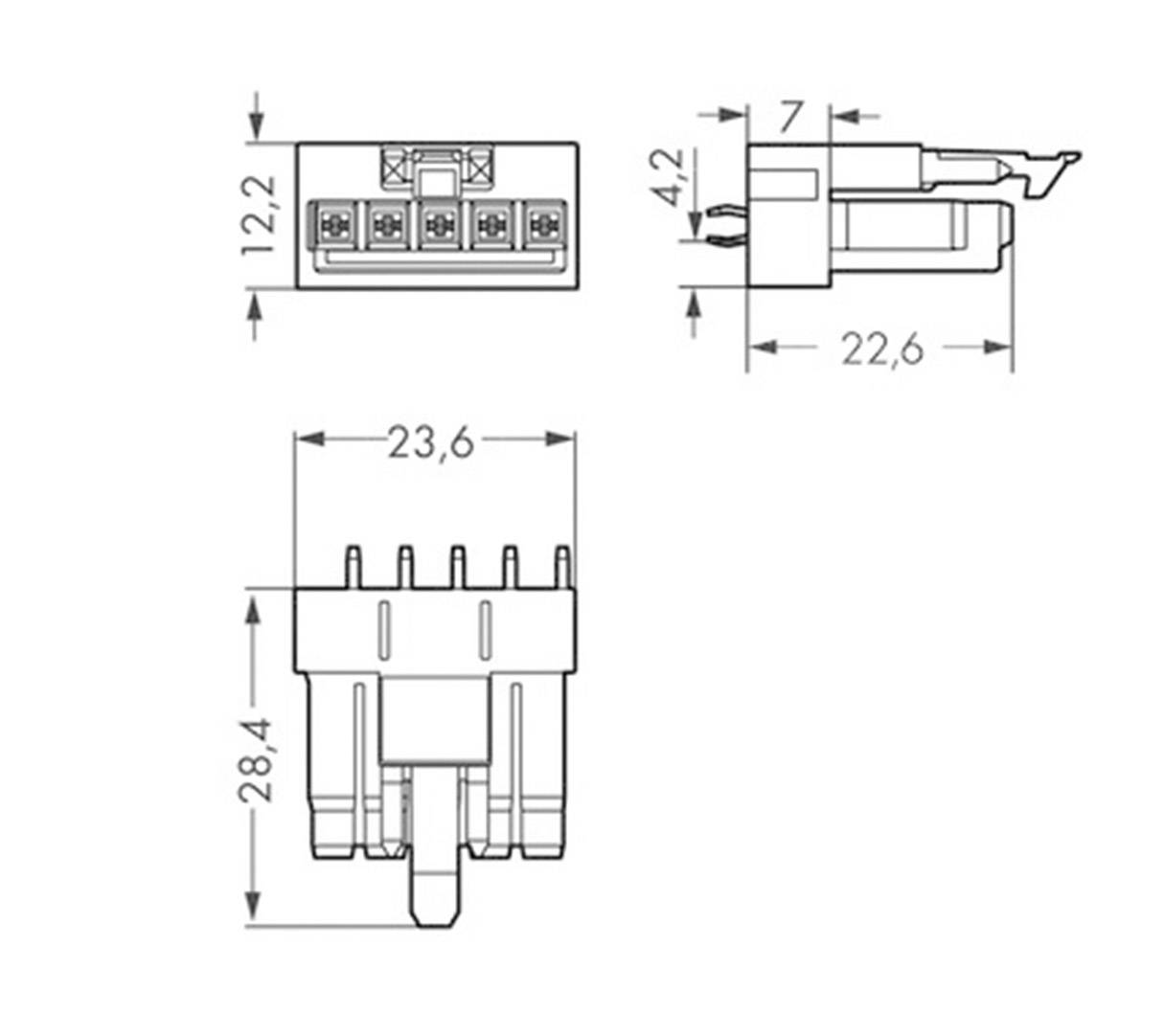 WAGO 890-855 Netz-Steckverbinder WINSTA MINI Stecker, Einbau vertikal Gesamtpolzahl: 5 16A Grau 100St.