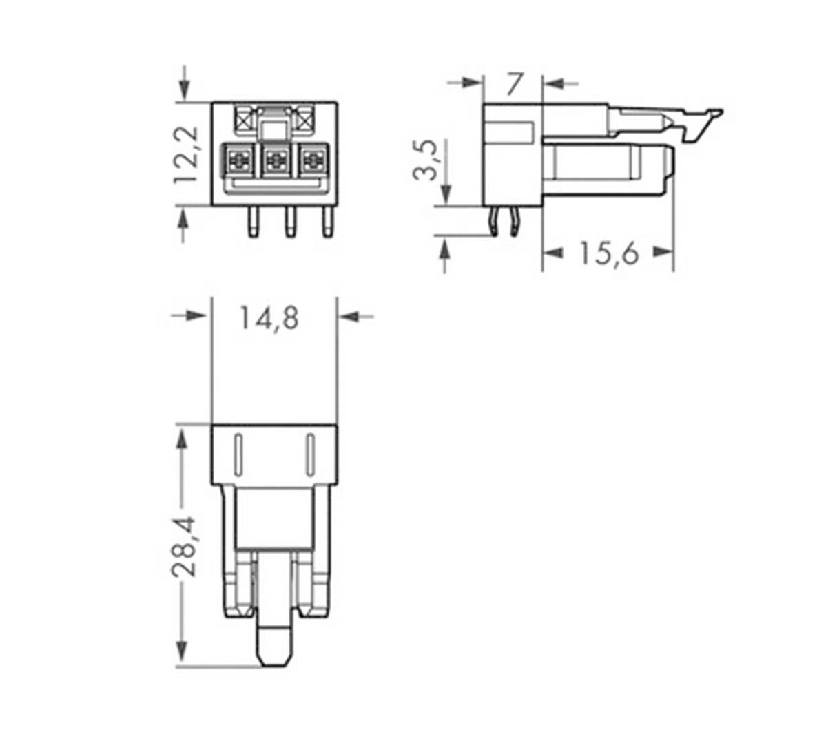 WAGO 890-853/011-000 Netz-Steckverbinder WINSTA MINI Stecker, Einbau horizontal Gesamtpolzahl: 3 16A Grau 100St.