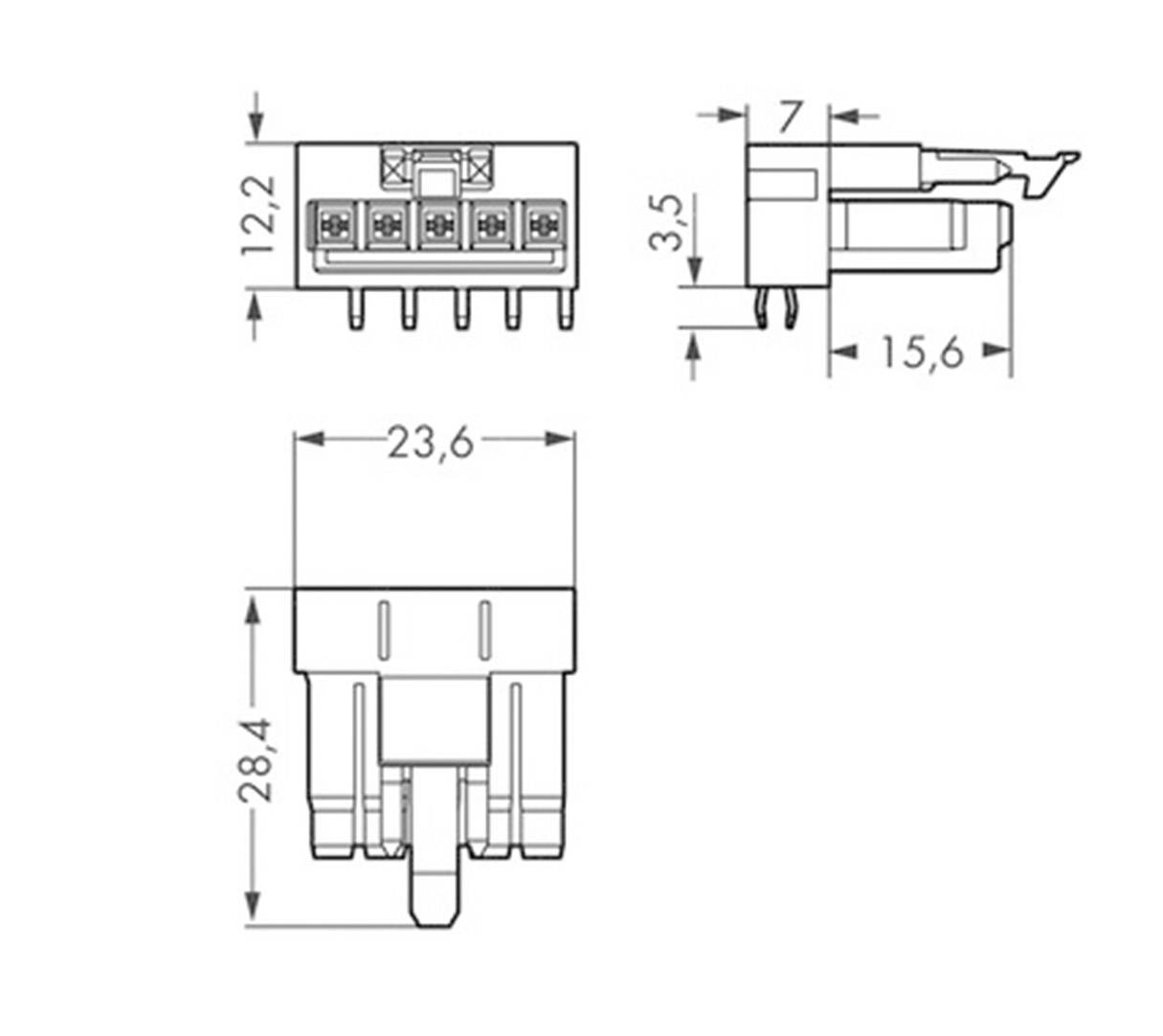 WAGO 890-855/011-000 Netz-Steckverbinder WINSTA MINI Stecker, Einbau horizontal Gesamtpolzahl: 5 16A Grau 100St.
