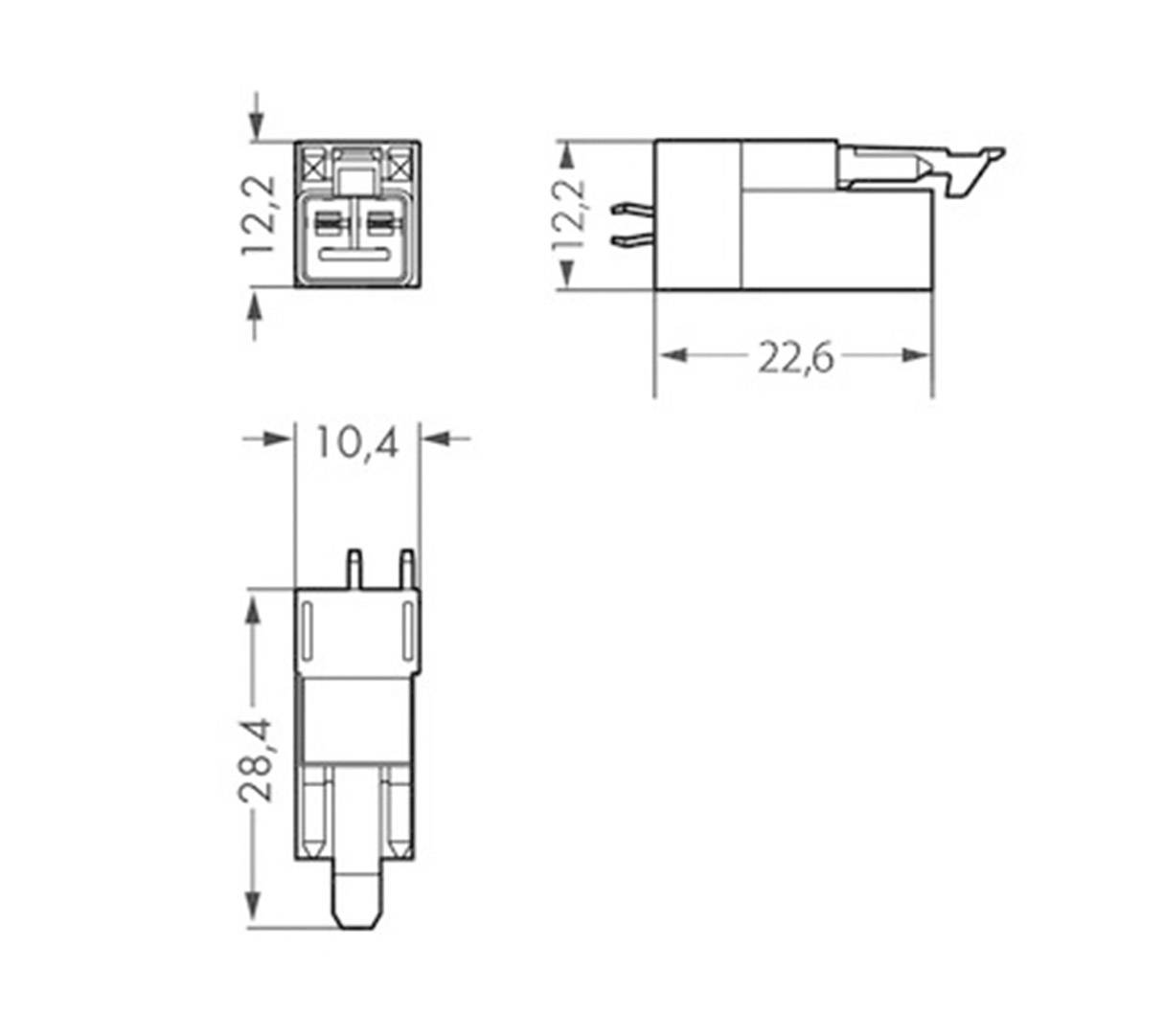 WAGO 890-812 Netz-Steckverbinder WINSTA MINI Stecker, Einbau vertikal Gesamtpolzahl: 2 16A Schwarz 100St.