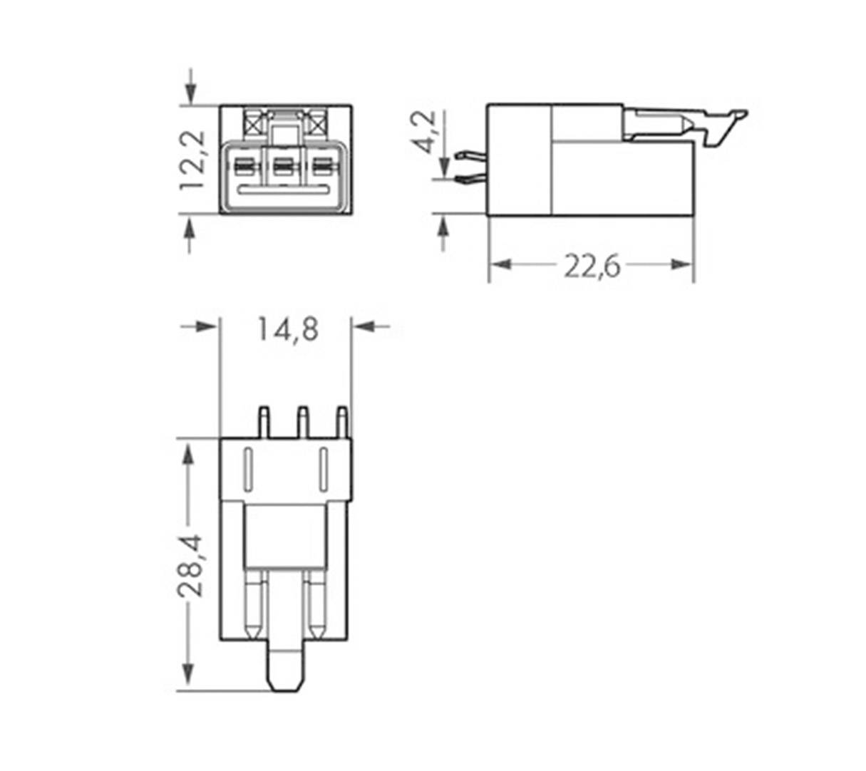 WAGO 890-813 Netz-Steckverbinder WINSTA MINI Stecker, Einbau vertikal Gesamtpolzahl: 3 16A Schwarz 100St.