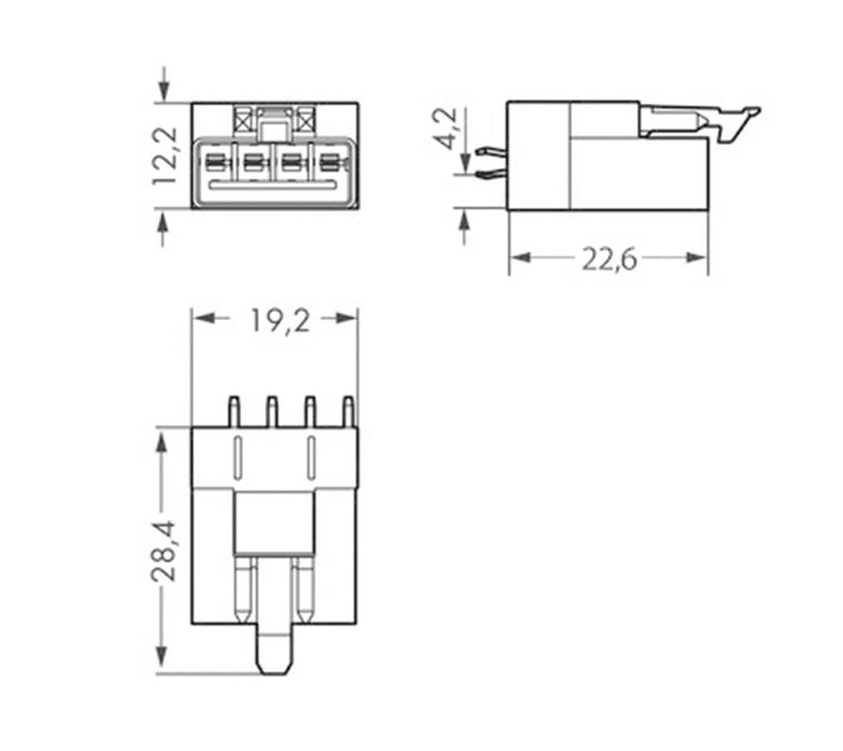 WAGO 890-814 Netz-Steckverbinder WINSTA MINI Stecker, Einbau vertikal Gesamtpolzahl: 4 16A Schwarz 100St.