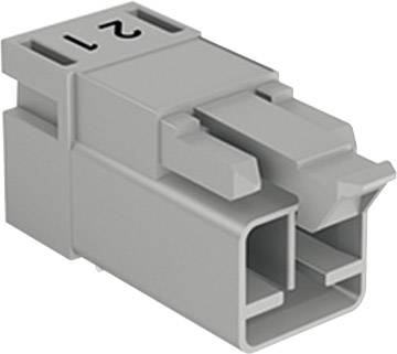 Grauer, rechteckiger Kunststoffstecker mit zwei markierten Kontakten '1' und '2', geeignet für elektrische Verbindungen in Geräten.