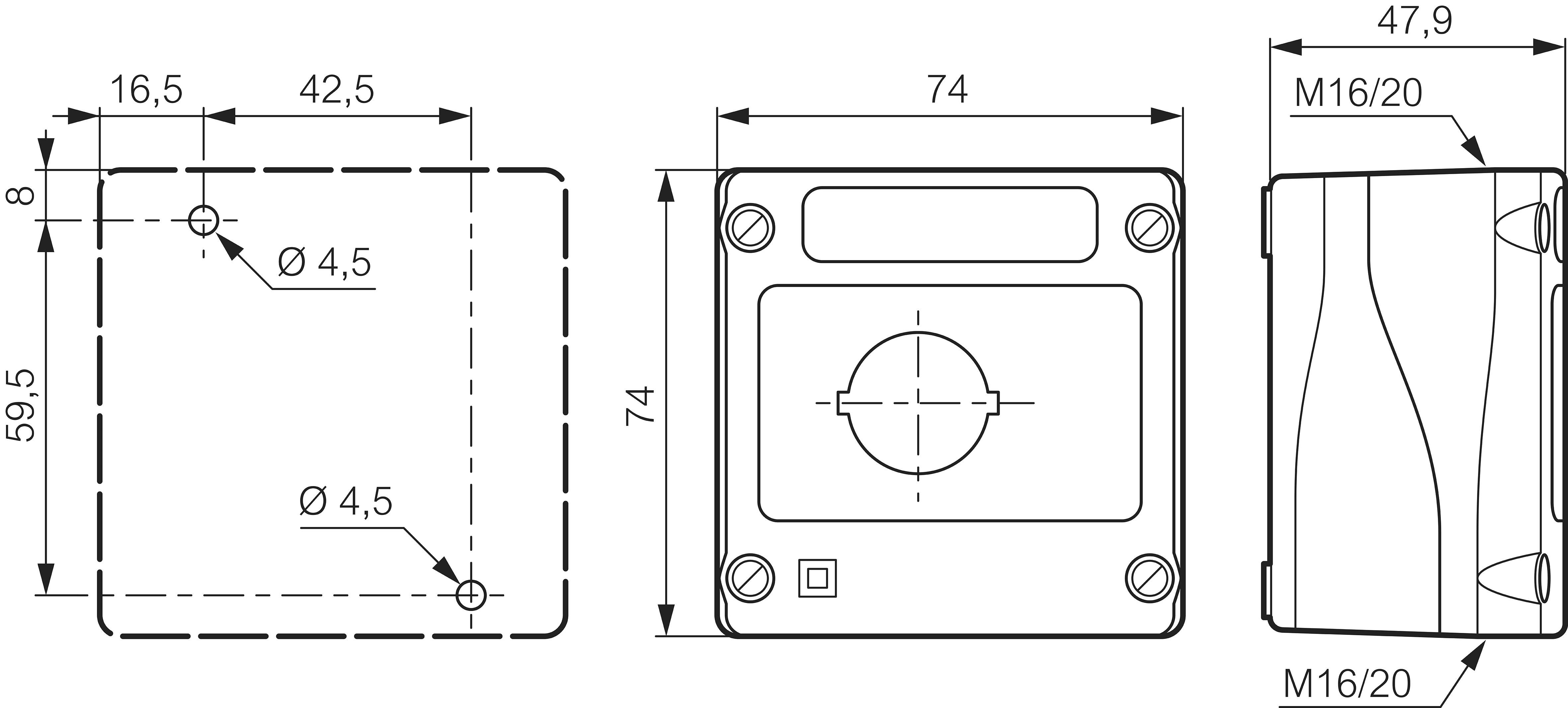 BACO LBX0100RN LBX0100RN Leergehäuse 1 Einbaustelle (L x B x H) 74 x 74 x 48 mm Rot, Schwarz 1 St.