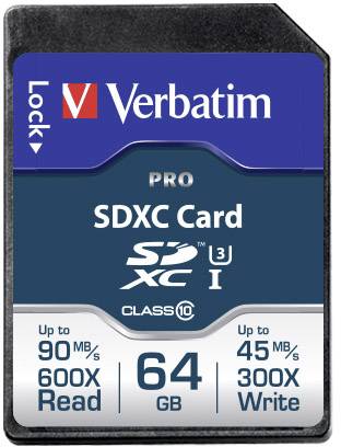 Verbatim PRO - Flash-Speicherkarte - 64 GB - UHS Class 3 / Class10