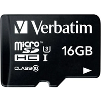 Verbatim PRO microSDHC-Karte 16GB Class 10, UHS-I, UHS-Class 3 inkl. SD-Adapter Verbatim PRO microSDHC-Karte 16GB Class 10, UHS-I, UHS-Class 3 inkl. SD-Adapter