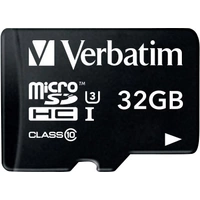 Verbatim PRO microSDHC-Karte 32GB Class 10, UHS-I, UHS-Class 3 inkl. SD-Adapter Verbatim PRO microSDHC-Karte 32GB Class 10, UHS-I, UHS-Class 3 inkl. SD-Adapter
