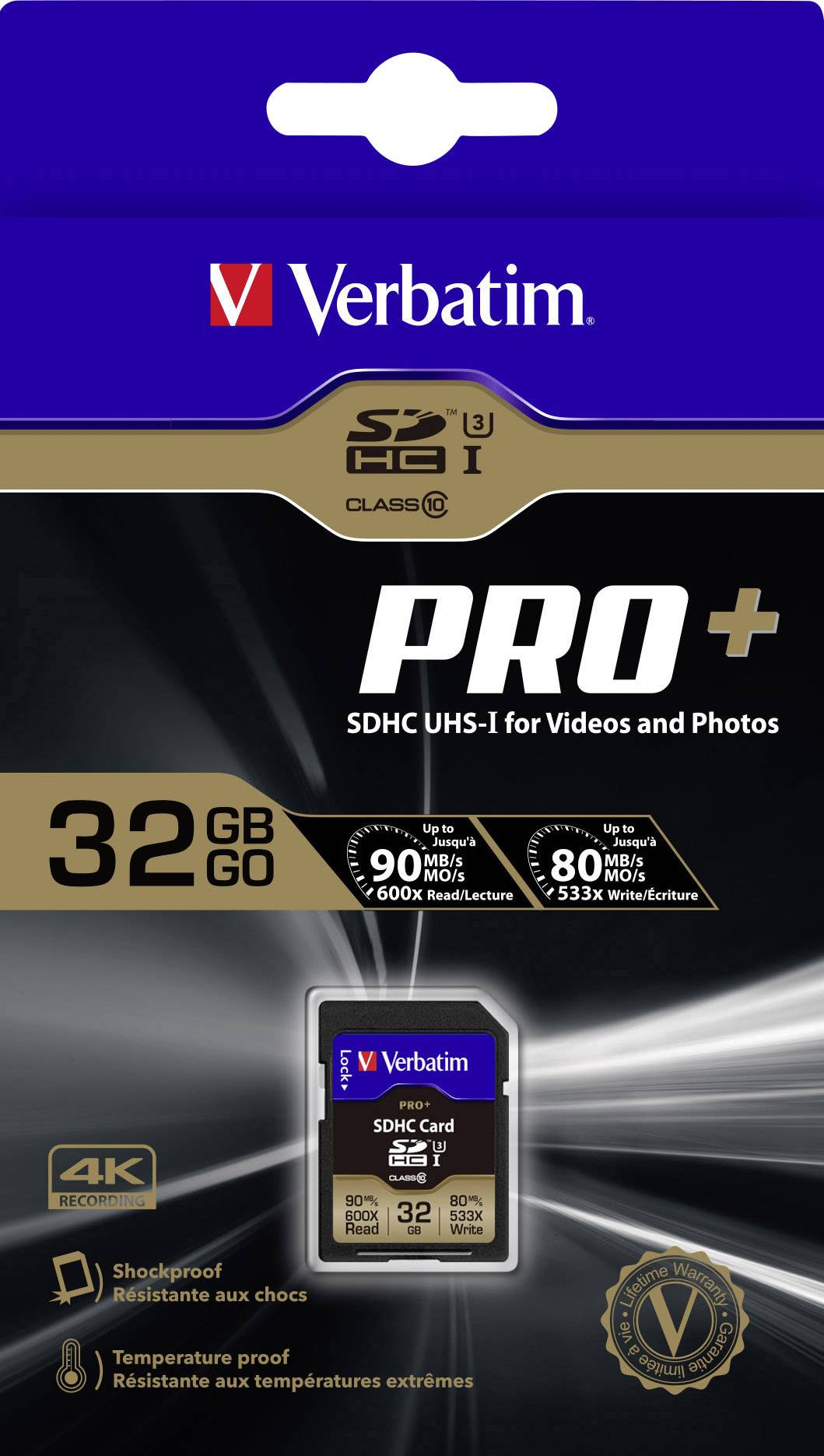 Verbatim PRO+ SDHC-Karte 32 Class 10, UHS-I, UHS-Class 3