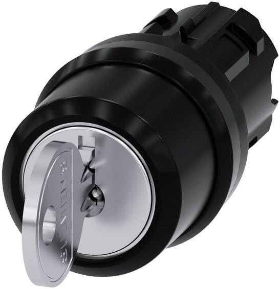 Schwarzes und silbernes Schloss mit eingelegtem Schlüssel. Der Schlüssel hat Aufschrift 'PATENT'.