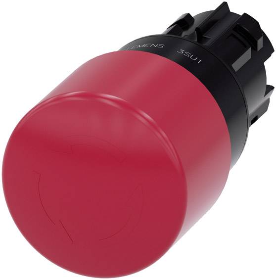 Roter Not-Halt Knopf einer industriellen Steuerungsanlage, entworfen, um Maschinen im Notfall schnell abzuschalten.