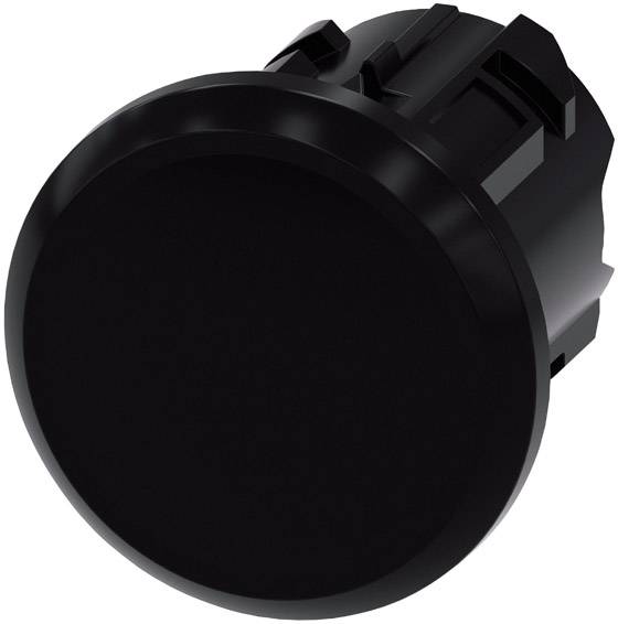 Ein schwarzer runder Knopf aus Kunststoff, der für elektronische Geräte verwendet wird.