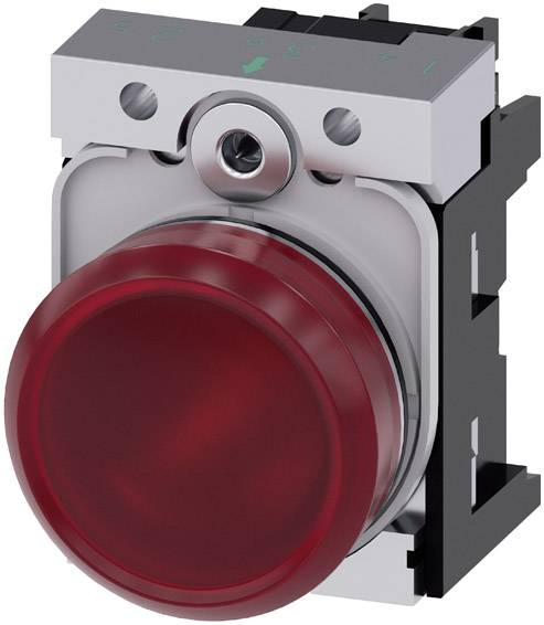 Ein roter runder Druckknopf mit schwarzer Halterung, geeignet zur Maschinensteuerung oder für Not-Aus-Schalter.