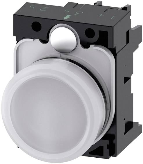 Ein runder, grauer Druckknopf mit schwarzer Befestigungseinheit, vermutlich für industrielle oder technische Anwendungen.