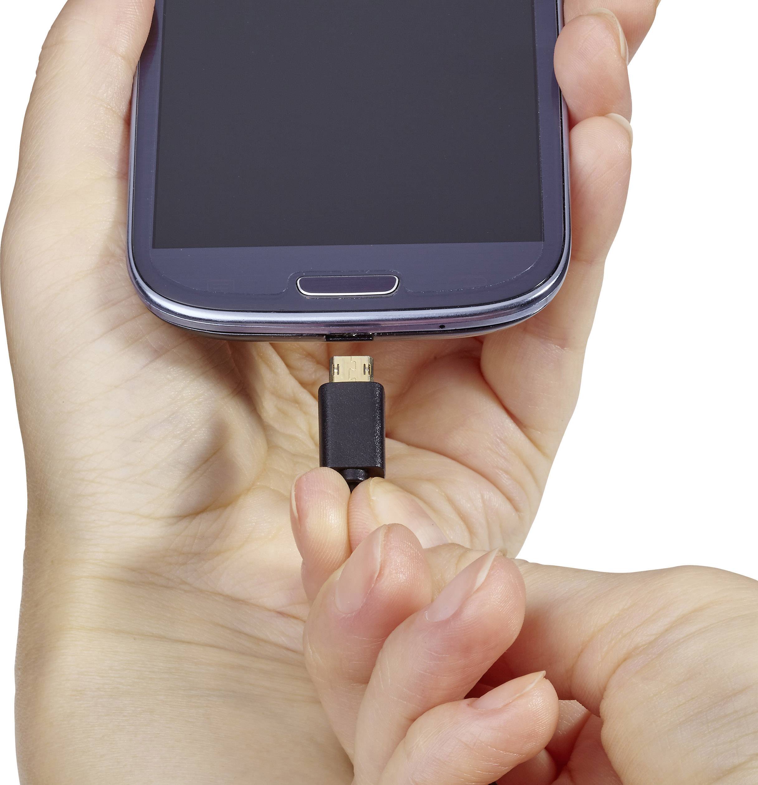 Renkforce USB-Kabel USB 2.0 USB-A Stecker, USB-Micro-B Stecker 1.00m Schwarz beidseitig verwendbarer Stecker, vergoldete