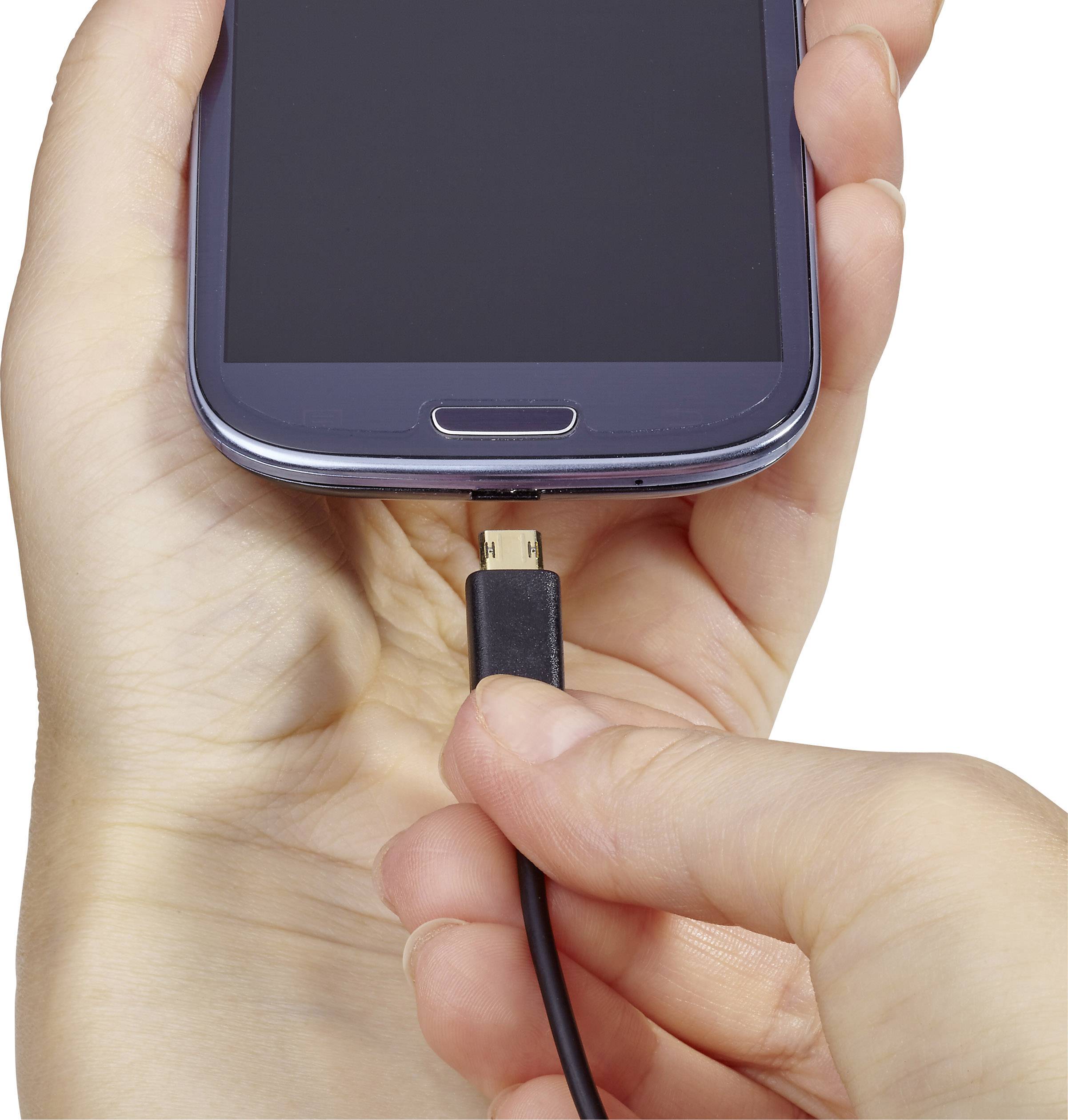 Renkforce USB-Kabel USB 2.0 USB-A Stecker, USB-Micro-B Stecker 1.00m Schwarz beidseitig verwendbarer Stecker, vergoldete