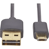 Renkforce USB-Kabel USB 2.0 USB-A Stecker, USB-Micro-B Stecker 1.00m Schwarz beidseitig verwendbarer Stecker, vergoldete Renkforce USB-Kabel USB 2.0 USB-A Stecker, USB-Micro-B Stecker 1.00m Schwarz beidseitig verwendbarer Stecker, vergoldete