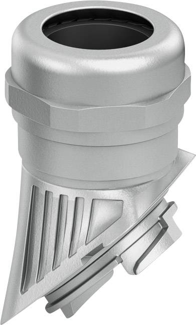 Metallisches, zylindrisches Bauteil mit geriffelter Struktur und abgewinkeltem Ende, möglicherweise Teil einer industriellen Maschine.