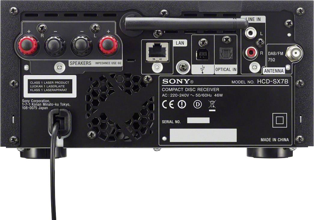 Sony CMT-SX7B Stereoanlage Air-Play, AUX, Bluetooth®, CD, DLNA, DAB+, USB, UKW, Spotify, Multiroom-fähig 100 W Schwarz