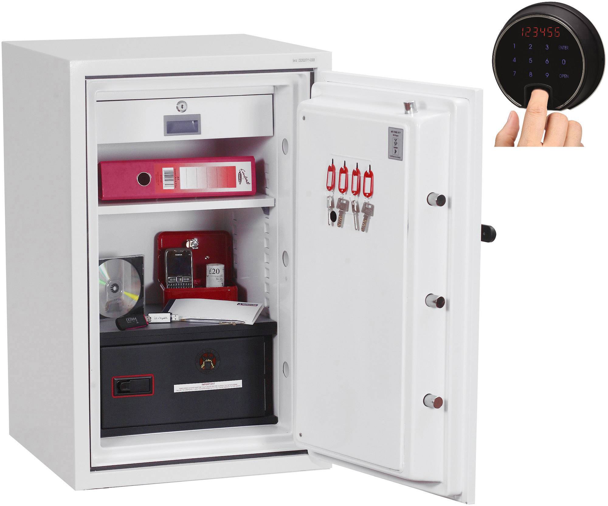 Phoenix DS2502F Data Combi Feuerschutztresor wasserabweisend, feuerfest Fingerabdruckschloss