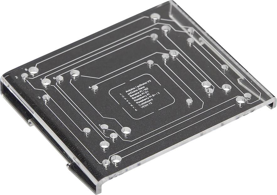 Ein transparenter, rechteckiger Adapter für die Montage von 2,5-Zoll-Festplatten in 3,5-Zoll-Schächte.