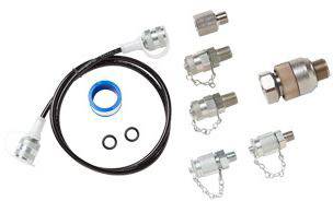 Hydraulikkupplungsset mit Schläuchen, Dichtringen und verschiedenen Adaptern, geeignet für vielseitige Anschlüsse und Anwendungen.