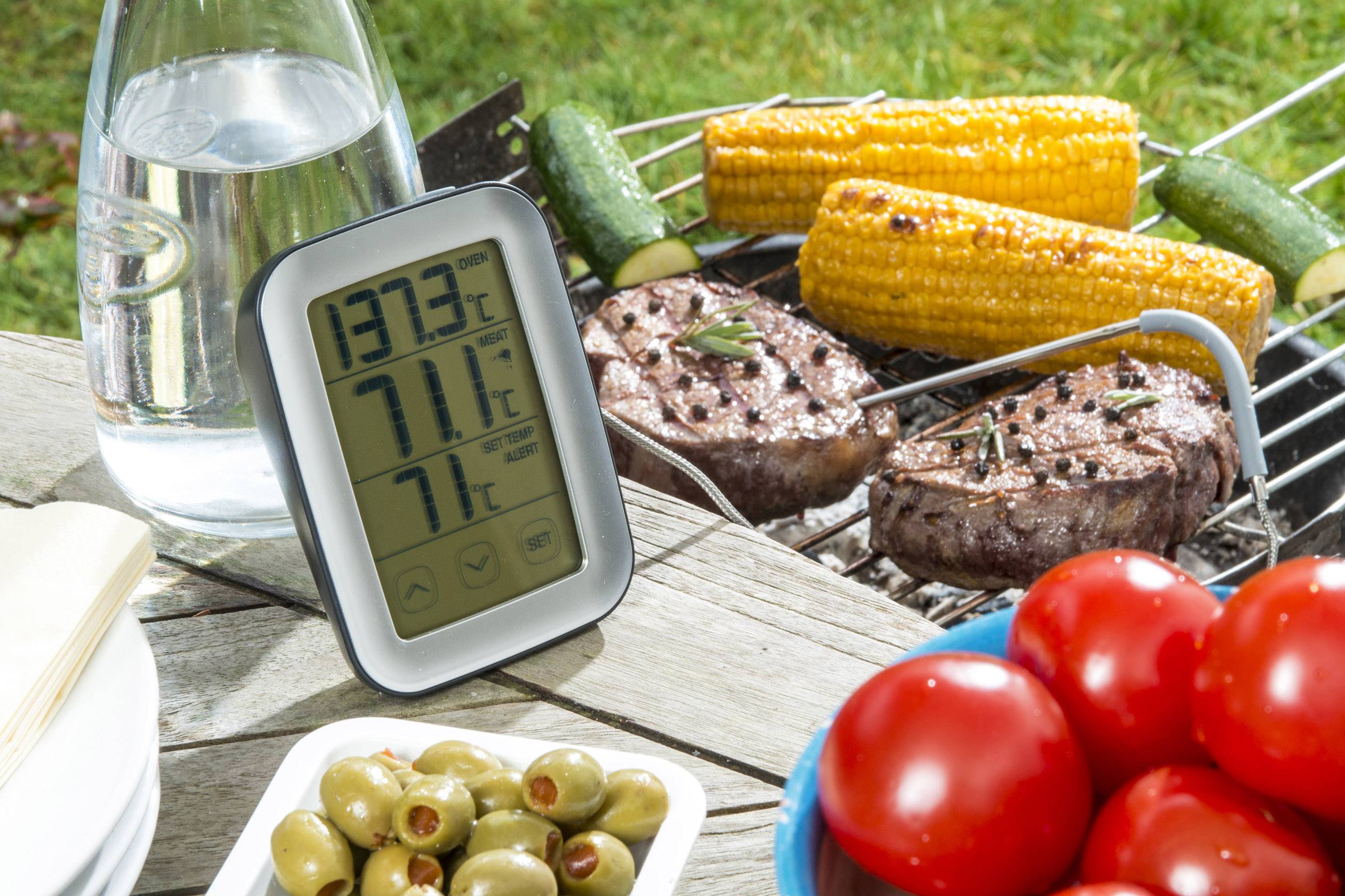 Sunartis ME216 Küchen-Thermometer Überwachung der Kerntemperatur, Kabelsensor, Automatisches Abschalten, Alarm