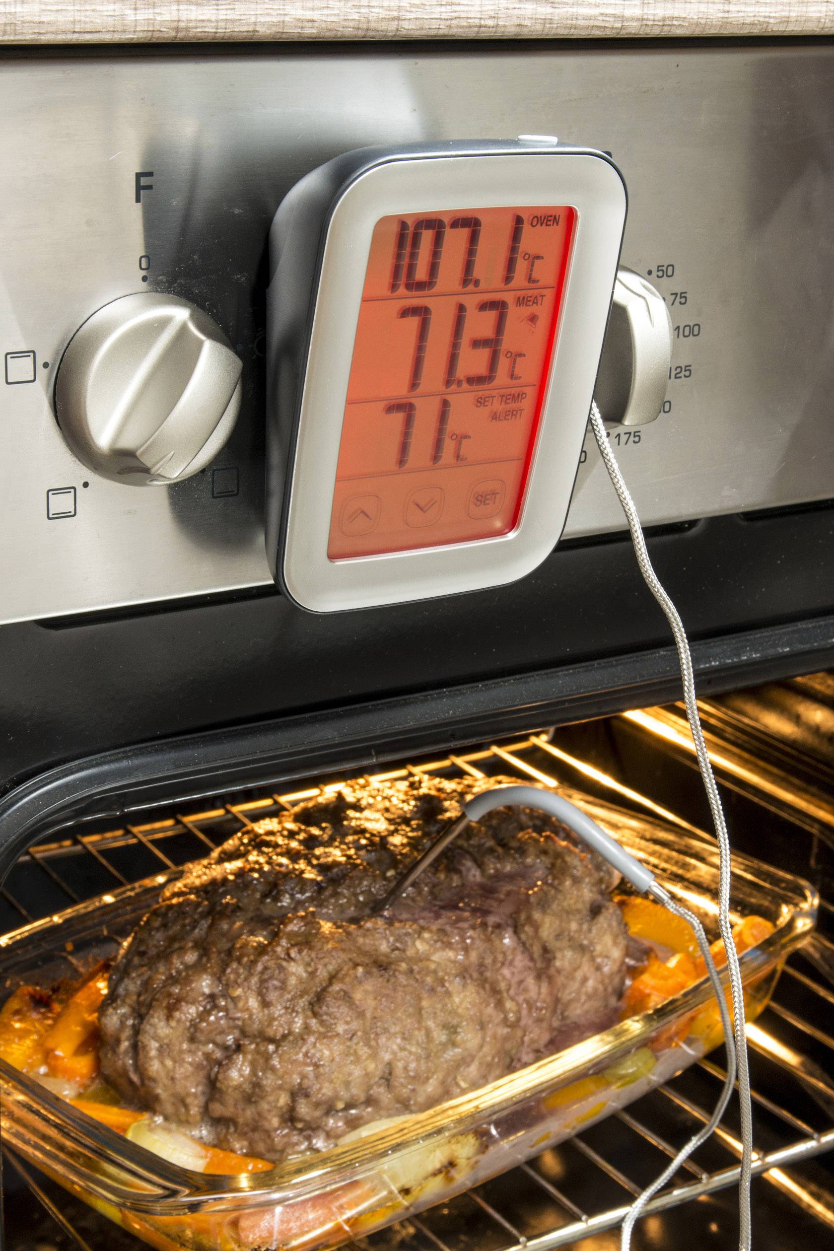 Sunartis ME216 Küchen-Thermometer Überwachung der Kerntemperatur, Kabelsensor, Automatisches Abschalten, Alarm