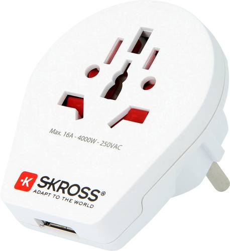 Skross 1.500260 Reiseadapter World to Europe USB