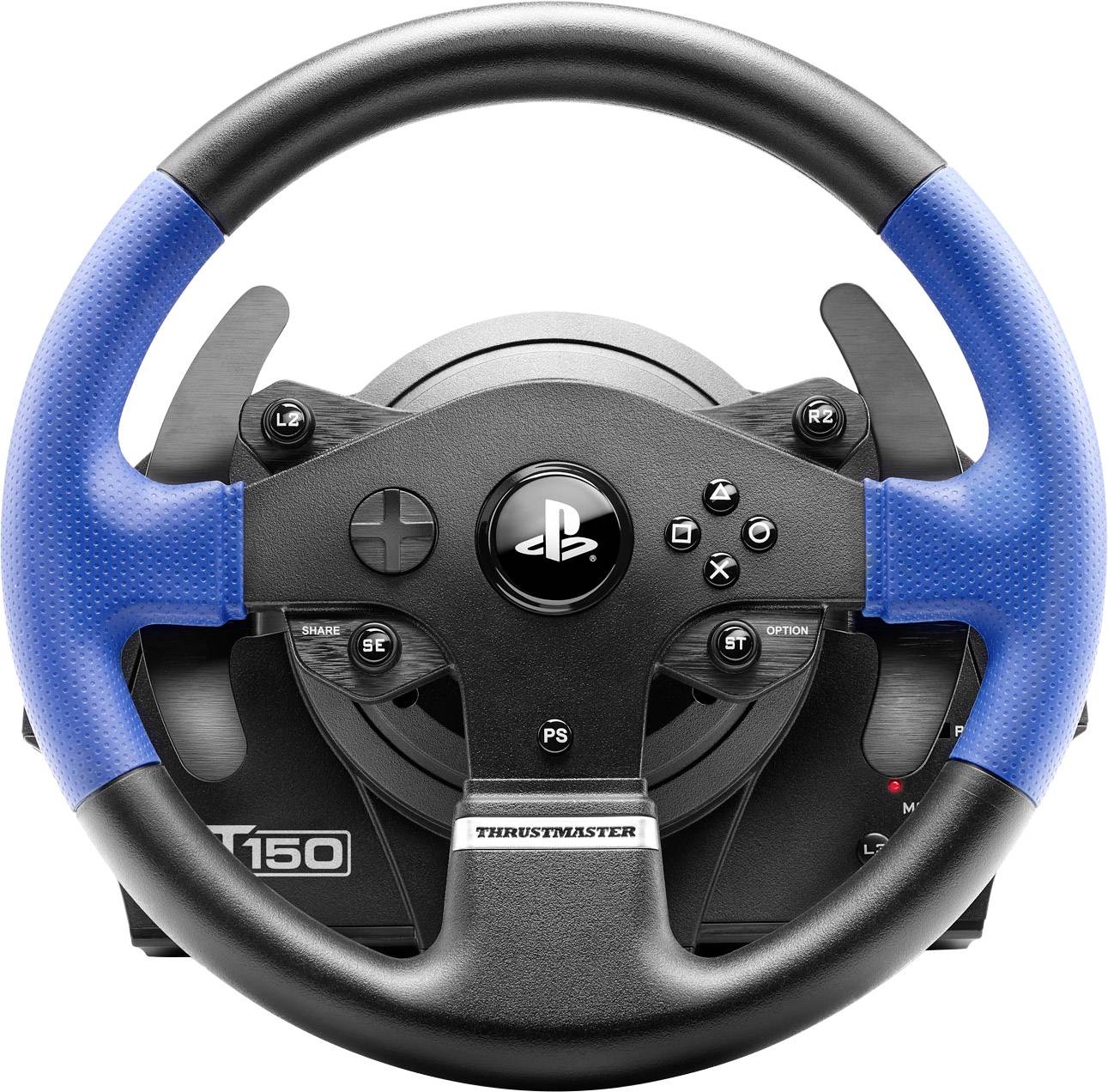 Thrustmaster T150 RS Force Feedback Lenkrad USB-A (USB 2.0) PlayStation 3, PlayStation 4, PC Schwarz, Blau inkl. Pedale