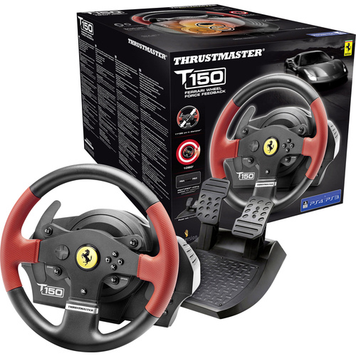 Thrustmaster T150 Ferrari Wheel Force Feedback Lenkrad USB 2.0 PC,  PlayStation 3, PlayStation 4 Schwarz, Rot inkl. Pedale versandkostenfrei